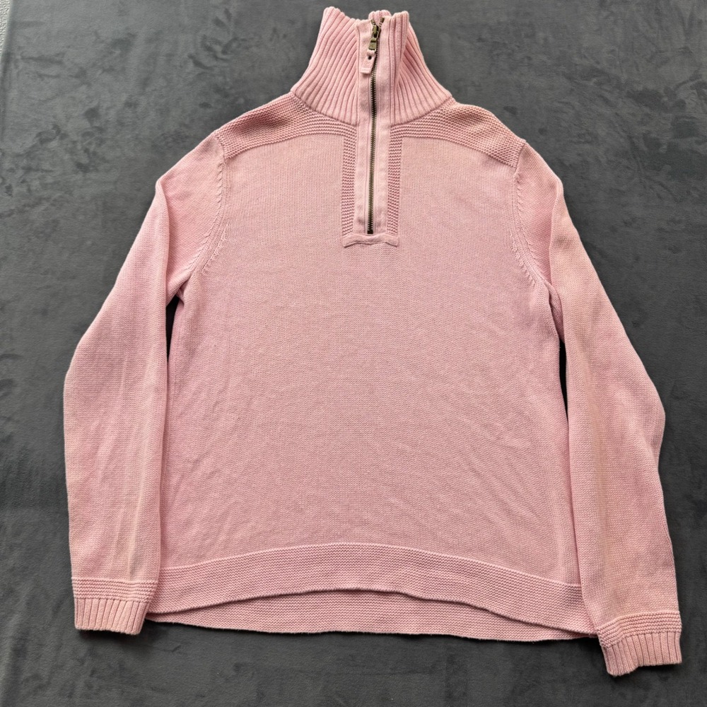 Lauren Ralph Lauren Pink 100% Cotton Quarter Zip Mock Neck Sweater Womens XL